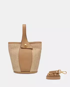 Сумка среднего размера из рафии В комплект входит кожаный ремешок Gianni Chiarini, цвет Camel