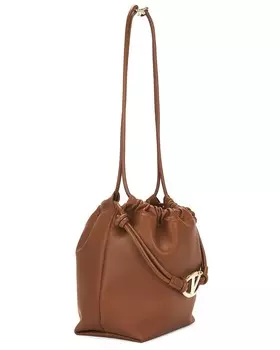 Сумка среднего размера на шнурке с логотипом и V-образным вырезом Valentino Garavani, цвет Tobacco