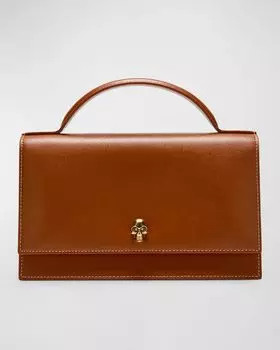 Сумка среднего размера с ручкой сверху и черепом Alexander McQueen, цвет Caramel Tan