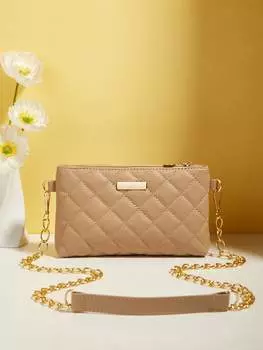 Сумка стеганая квадратная на молнии, хаки