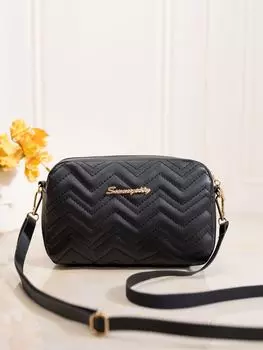 Сумка стеганая Mini с буквенным декором, черный