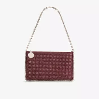 Сумка Stella Mccartney Falabella через плечо на цепочке со стразами, бордовый