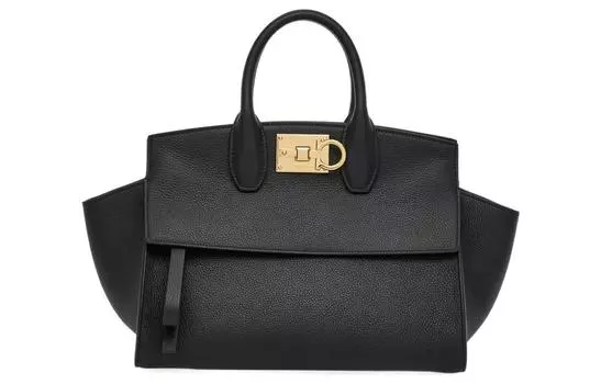 Сумка-студия FERRAGAMO из коровьей кожи, среднего размера, женская, черного цвета