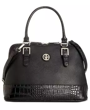 Сумка-сумка Dome из крокодиловой кожи Saffiano Giani Bernini, черный