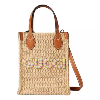 Сумка super mini straw-effect bag 'natural raffia viscose' Gucci, мультиколор