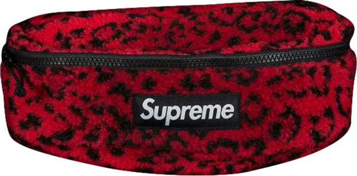 Сумка Supreme Leopard Fleece Waist Bag Red, красный