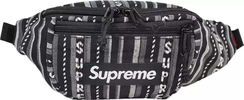 Сумка Supreme Woven Stripe Waist Bag Black, черный