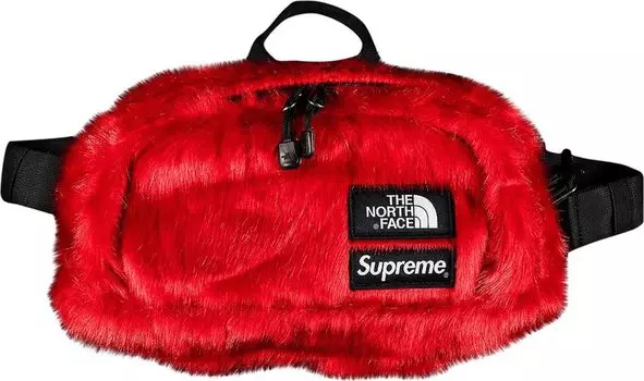 Сумка Supreme x The North Face Faux Fur Waist Bag Red, красный