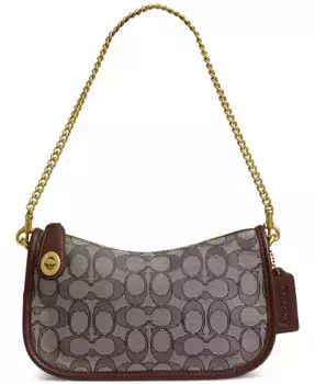 Сумка Swinger из фирменного жаккарда COACH, коричневый