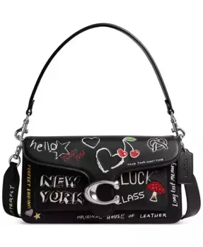 Сумка Tabby Small Leather Shoulder Bag 26 с принтом Sketch COACH, черный