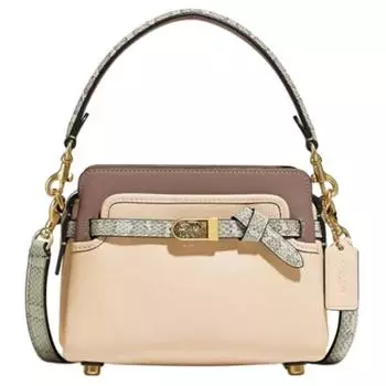 Сумка Tate Leather Snake Skin Crossbody, сумка на плечо, маленькая женская сумка цвета молочного чая, разноцветная COACH