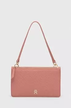Сумка на плечо Tommy Hilfiger с тиснением и монограммой, розовый