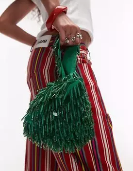 Сумка Topshop Golda с бисером зеленого цвета