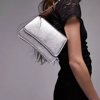 Сумка Topshop Seema Chunky Chain, серебристый