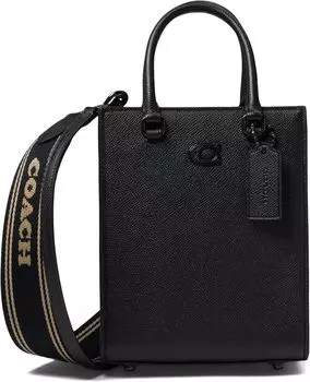 Сумка-тоут 16 из кожи с перекрестным рисунком COACH, черный