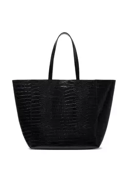 Сумка-тоут ANINE BING Elly с тиснением под крокодила, черный