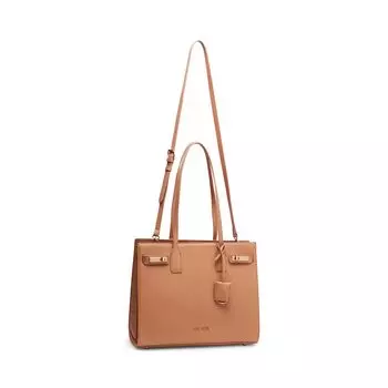 Сумка-тоут Anne Klein Triple Compartment Minimal Tote with Double Turnlock, цвет Latte