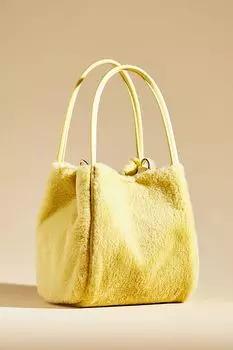 Сумка-тоут Anthropologie Hollace миниатюрная из искусственного меха, желто-зеленый