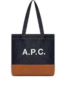 Сумка-тоут Axel из денима на кожаной основе A.P.C., синий