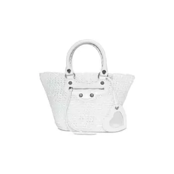Сумка-тоут Balenciaga Le Cagole Small Panier Bag, цвет Optic White