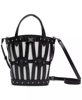 Сумка-тоут Bay Medium из кожи с фигурной вырезкой Sam Edelman, черный