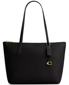 Сумка-тоут Bella из гладкой кожи с текстурой гальки COACH, черный