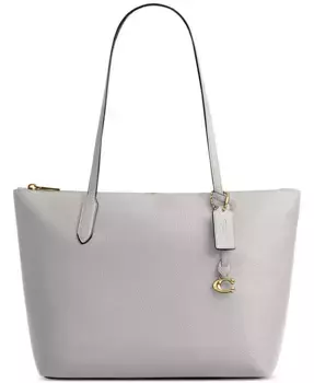Сумка-тоут Bella из гладкой кожи с текстурой гальки COACH, серый