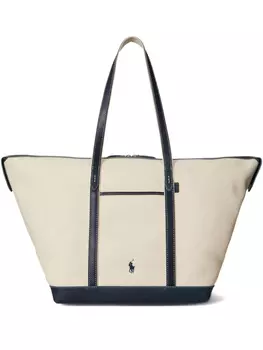 Сумка-тоут Bellport из холста с кожаной отделкой Polo Ralph Lauren, нейтральный