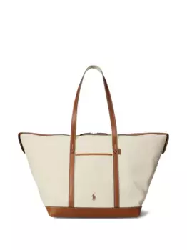 Сумка-тоут Bellport из канваса с кожаной отделкой POLO RALPH LAUREN, нейтральный