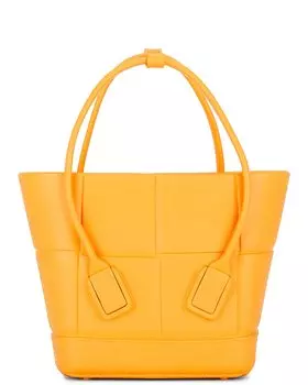 Сумка-тоут Bottega Veneta Mini Arco Shopping, цвет Tangerine & Silver