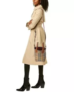 Сумка-тоут Burberry London в клетку Mini из ткани и кожи, бежевый
