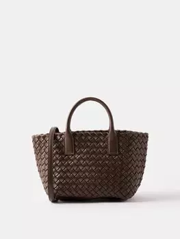 Сумка-тоут cabat mini из кожи intrecciato Bottega Veneta, коричневый