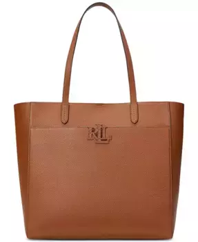 Сумка-тоут Cameryn Extra-Large из шагренированной кожи Lauren Ralph Lauren, коричневый/бежевый