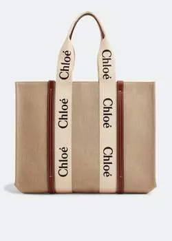 Сумка-тоут CHLO Woody large tote bag, бежевый