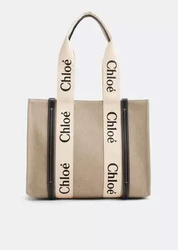 Сумка-тоут CHLO Woody medium tote bag, бежевый