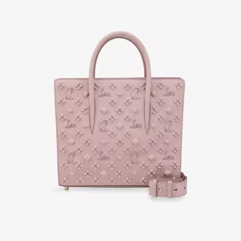 Сумка-тоут Christian Louboutin из кожи с тиснением, пудрово-розовый