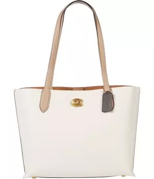 Сумка-тоут COACH Color-Block Leather Willow Tote, цвет Chalk Multi
