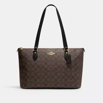 Сумка тоут COACH Gallery Tote, золотой/коричневый/черный