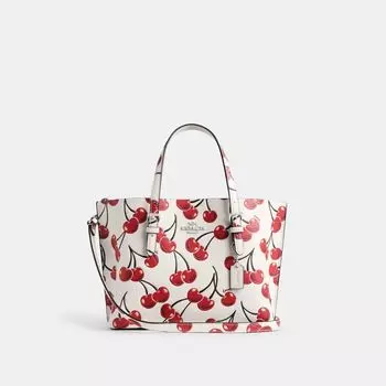 Сумка-тоут Coach Mollie Tote Bag 25 With Cherry Print, серебряный/мульти