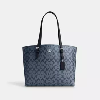 Сумка тоут COACH Mollie Tote, цвет Silver/Denim/Midnight Navy