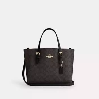 Сумка-тоут Coach Outlet Mollie 25 из фирменного холста, цвет gold/walnut/black