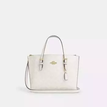 Сумка-тоут Coach Outlet Mollie 25 из фирменного холста, цвет gold/white/chalk