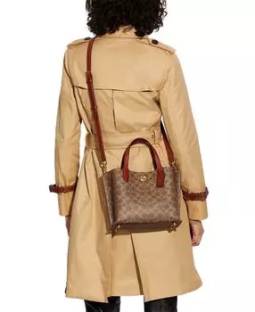 Сумка-тоут COACH Signature Coated Canvas Willow Tote, коричневый