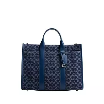 Сумка-тоут COACH Wesley Tote In Signature Denim, цвет Deep Blue
