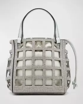 Сумка-тоут Crystal Mini с квадратной сеткой Oscar de la Renta, цвет Silver