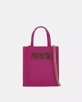 Сумка-тоут цвета фуксии с дополнительной ручкой-цепочкой и логотипом Versace Jeans Couture, фуксия