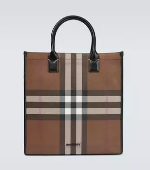 Сумка-тоут Denny в клетку Burberry, коричневый
