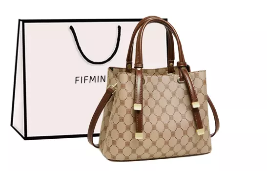 Сумка-тоут для мамы из искусственной кожи ПВХ, сумка через плечо, женская сумка среднего размера, кофейного цвета 15 MINS, H1255DX3 Coffee