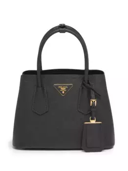 Сумка-тоут Double из сафьяновой кожи Prada, черный