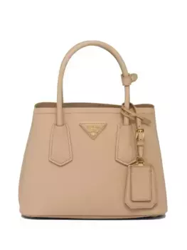 Сумка-тоут Double из сафьяновой кожи Prada, нейтральный